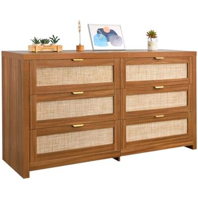 VEVOR Commode en rotin à 6 tiroirs, Meuble de Rangement avec poignées en métal, Organisateur de vêtements et Rangement bohème en Bois, Armoire pour Chambre à Coucher, Salon ou Couloir, Couleur Noyer - Publicité VEVOR Commode en rotin à 6 tiroirs, Meuble de Rangement avec poignées en métal, Organisateur de vêtements et Rangement bohème en Bois, Armoire pour Chambre à Coucher, Salon ou Couloir, Couleur Noyer - Publicité