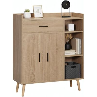 HOMCOM Meuble de Salon Moderne avec 2 Portes, 1 tiroir et 3 étagères Ouvertes Meuble de Cuisine, Chambre, entrée, Anti-poussière 80x30x96,5 cm Naturel - Publicité HOMCOM Meuble de Salon Moderne avec 2 Portes, 1 tiroir et 3 étagères Ouvertes Meuble de Cuisine, Chambre, entrée, Anti-poussière 80x30x96,5 cm Naturel - Publicité