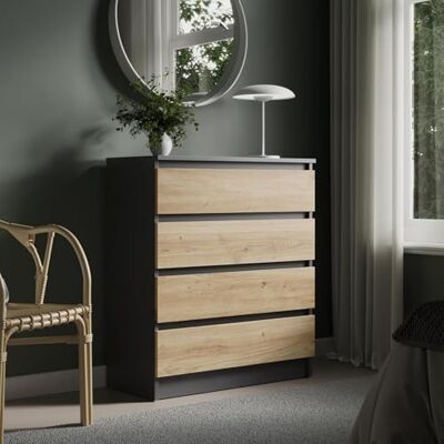 Home Collective Commode de 76 cm de large avec 4 tiroirs En bois de chêne artisanal anthracite Commode étroite avec tiroirs Buffet haut Pour chambre à coucher, salon, couloir, bureau Largeur : 76 cm - Publicité Home Collective Commode de 76 cm de large avec 4 tiroirs En bois de chêne artisanal anthracite Commode étroite avec tiroirs Buffet haut Pour chambre à coucher, salon, couloir, bureau Largeur : 76 cm - Publicité