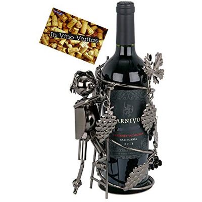 BRUBAKER Porte-Bouteille de Vin Vigneron Objet Décoratif en Métal Viticulteur avec Carte de Vœux pour Cadeau de Vin - Publicité BRUBAKER Porte-Bouteille de Vin Vigneron Objet Décoratif en Métal Viticulteur avec Carte de Vœux pour Cadeau de Vin - Publicité
