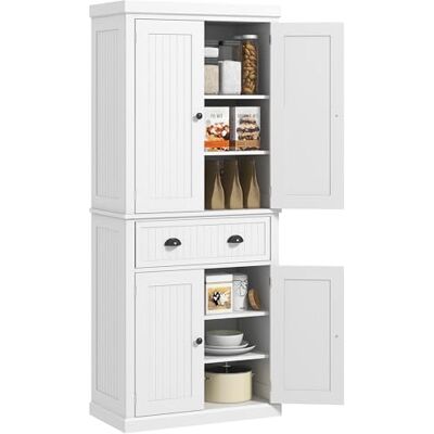 HOMCOM Armoire de Cuisine Buffet Cuisine Style Moderne vaisselier avec placards à Portes, étagères réglables et tiroir, Meuble de Rangement pour Salle à Manger, Salon, 76,2 x 40,2 x 183 cm, Blanc - Publicité HOMCOM Armoire de Cuisine Buffet Cuisine Style Moderne vaisselier avec placards à Portes, étagères réglables et tiroir, Meuble de Rangement pour Salle à Manger, Salon, 76,2 x 40,2 x 183 cm, Blanc - Publicité