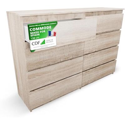CDF Commode 8 Tiroirs Commode Chambre Chêne Sonoma Meuble Armoire de Rangement Spacieux pour Salon Bureau Spacieuse et Design Moderne Facile à Installer 40x97x138 cm Meuble à Vêtements - Publicité CDF Commode 8 Tiroirs Commode Chambre Chêne Sonoma Meuble Armoire de Rangement Spacieux pour Salon Bureau Spacieuse et Design Moderne Facile à Installer 40x97x138 cm Meuble à Vêtements - Publicité