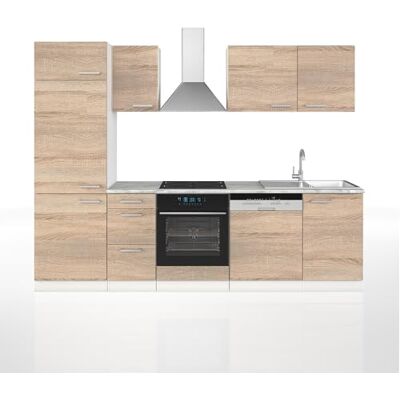 Vicco Cuisine Optima, Sonoma/Blanc, 270cm sans PT, adapté à Une Disposition et Une Extension personnalisées - Publicité Vicco Cuisine Optima, Sonoma/Blanc, 270cm sans PT, adapté à Une Disposition et Une Extension personnalisées - Publicité
