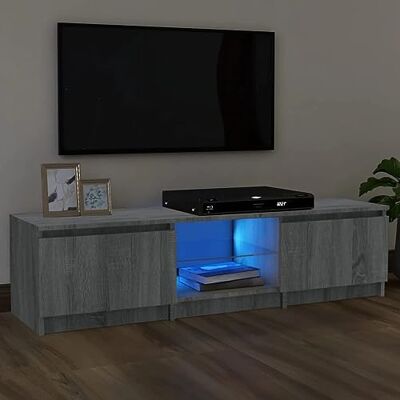 vidaXL Meuble TV avec lumières LED Sonoma Gris 140x40x35,5 cm - Publicité vidaXL Meuble TV avec lumières LED Sonoma Gris 140x40x35,5 cm - Publicité