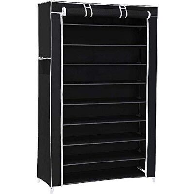 LANTUS Armoire de Rangement Pliable Armoire à Chaussures en Tissu Pliante penderie avec 10 Etagères pour 40 Paires de Chaussures– Garde-Robe Placard Camping (88 * 28 * 160cm (Noir)) - Publicité LANTUS Armoire de Rangement Pliable Armoire à Chaussures en Tissu Pliante penderie avec 10 Etagères pour 40 Paires de Chaussures– Garde-Robe Placard Camping (88 * 28 * 160cm (Noir)) - Publicité