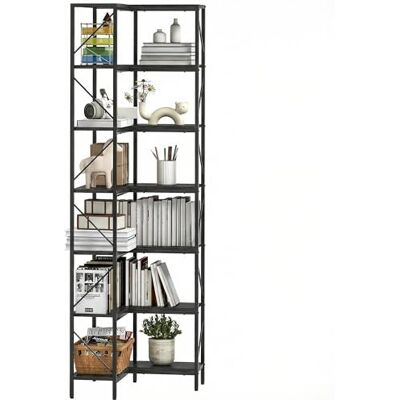 HOMCOM Bibliothèque d'angle à 7 Niveaux, Étagère à Livres, Meuble de Rangement Industriel avec Étagères de Rangement pour Salon, Chambre, Bureau, 60 x 60 x 198 cm, Noir - Publicité HOMCOM Bibliothèque d'angle à 7 Niveaux, Étagère à Livres, Meuble de Rangement Industriel avec Étagères de Rangement pour Salon, Chambre, Bureau, 60 x 60 x 198 cm, Noir - Publicité