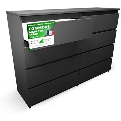 CDF Commode 8 Tiroirs Commode Chambre Noir Meuble Armoire de Rangement Spacieux pour Salon Bureau Spacieuse et Design Moderne Facile à Installer 40x97x138 cm Meuble à Vêtements - Publicité CDF Commode 8 Tiroirs Commode Chambre Noir Meuble Armoire de Rangement Spacieux pour Salon Bureau Spacieuse et Design Moderne Facile à Installer 40x97x138 cm Meuble à Vêtements - Publicité