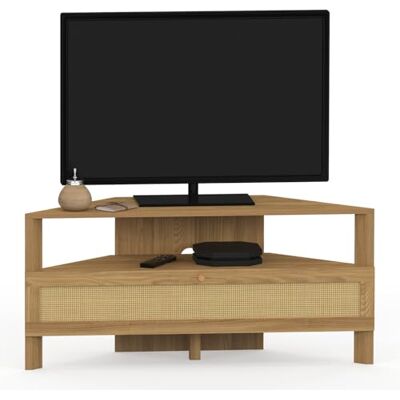 IDMarket Meuble TV 100 cm d'angle HANAE 1 Porte Effet Naturel cannage - Publicité IDMarket Meuble TV 100 cm d'angle HANAE 1 Porte Effet Naturel cannage - Publicité