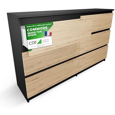 CDF Commode 6 Tiroirs Commode Chambre Anthracite Chêne Artisan Meuble Armoire de Rangement Spacieux pour Salon Bureau Spacieuse et Design Moderne Facile à Installer 30x75x120 cm Meuble à Vêtements - Publicité CDF Commode 6 Tiroirs Commode Chambre Anthracite Chêne Artisan Meuble Armoire de Rangement Spacieux pour Salon Bureau Spacieuse et Design Moderne Facile à Installer 30x75x120 cm Meuble à Vêtements - Publicité
