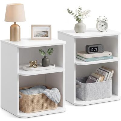 VASAGLE Table de Chevet, Snapsemble Montage Super Rapide, Lot de 2, Table d’Appoint à 3 Niveaux avec Rangement, Petite Table Basse, pour Chambre, Salon, 30 x 35 x 45 cm, Blanc Nuage LET123WE01-2J - Publicité VASAGLE Table de Chevet, Snapsemble Montage Super Rapide, Lot de 2, Table d’Appoint à 3 Niveaux avec Rangement, Petite Table Basse, pour Chambre, Salon, 30 x 35 x 45 cm, Blanc Nuage LET123WE01-2J - Publicité