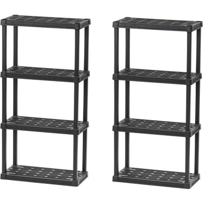 Iris Ohyama , Lot de 2 Etagere de Rangement Plastique Résistante, Capacité de 100 kg, Facile à Assembler, 4 étages, sans BPA, Etagere Garage, Cuisine, Rangement pour Espace de Travail, PRS-M4, Noir - Publicité Iris Ohyama , Lot de 2 Etagere de Rangement Plastique Résistante, Capacité de 100 kg, Facile à Assembler, 4 étages, sans BPA, Etagere Garage, Cuisine, Rangement pour Espace de Travail, PRS-M4, Noir - Publicité