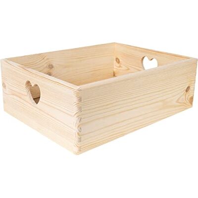 Creative Caisse Bois Rangement Non Peint 40 x 30 x 14 cm (+/- 1 cm) Boîte de Rangement Bois Poignées Forme de Cœur Boite Rangement Cuisine Caisse de Rangement Bureau - Publicité Creative Caisse Bois Rangement Non Peint 40 x 30 x 14 cm (+/- 1 cm) Boîte de Rangement Bois Poignées Forme de Cœur Boite Rangement Cuisine Caisse de Rangement Bureau - Publicité