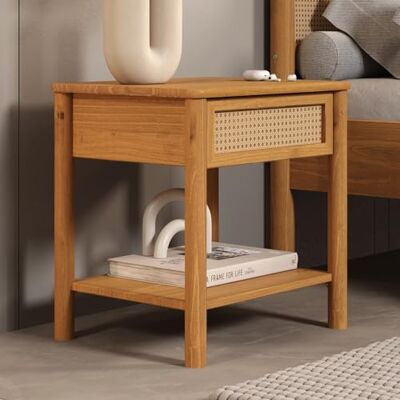 IDIMEX Table de Chevet CEFIRA avec 1 Tiroir en Bois Massif Couleur Chêne, Design Élégant en Rotin, avec 1 Étagère, Idéale pour Rangement et Décoration de Chambre - Publicité IDIMEX Table de Chevet CEFIRA avec 1 Tiroir en Bois Massif Couleur Chêne, Design Élégant en Rotin, avec 1 Étagère, Idéale pour Rangement et Décoration de Chambre - Publicité