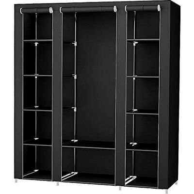 LANTUS Armoire de Rangement ,Penderies repliables,transportable ,Garde-Robe, Penderie en Tissu intissé ,Armoire Toile ,Vêtements Rangement Organisateur,172*134*43cm- Noir - Publicité LANTUS Armoire de Rangement ,Penderies repliables,transportable ,Garde-Robe, Penderie en Tissu intissé ,Armoire Toile ,Vêtements Rangement Organisateur,172*134*43cm- Noir - Publicité