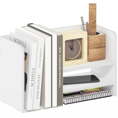 Furinno HERMITE Rangement Et Accessoires De Bureau avec Porte-Documents, Étagère De Rangement pour Fournitures Et Accessoires, Blanc - Publicité Furinno HERMITE Rangement Et Accessoires De Bureau avec Porte-Documents, Étagère De Rangement pour Fournitures Et Accessoires, Blanc - Publicité