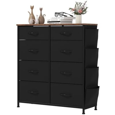 YITAHOME Commode, 8 Tiroirs en Tissu Commode Chambre Meuble de Rangement avec Poches latérales et Crochets,Cadre en Métal,pour Chambre à Coucher, Salon,Noir - Publicité YITAHOME Commode, 8 Tiroirs en Tissu Commode Chambre Meuble de Rangement avec Poches latérales et Crochets,Cadre en Métal,pour Chambre à Coucher, Salon,Noir - Publicité