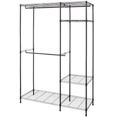 KARAT Armoire Portant Ouvert Edward, penderie Ouverte à Deux Niveaux avec Tringle et étagères à Hauteur réglable, Rangement Facile des vêtements, Chaussures et Accessoires, Noir, L120 x P45 x H180 cm - Publicité KARAT Armoire Portant Ouvert Edward, penderie Ouverte à Deux Niveaux avec Tringle et étagères à Hauteur réglable, Rangement Facile des vêtements, Chaussures et Accessoires, Noir, L120 x P45 x H180 cm - Publicité