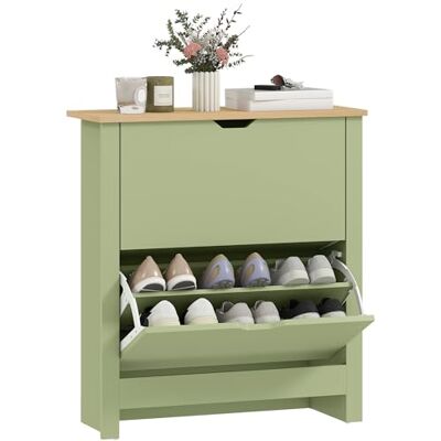 HOMCOM Meuble à Chaussures 12 Paires, Armoire à Chaussures étroite avec 2 tiroirs rabattables et étagères réglables, Style Moderne, pour Couloir, entrée, 72 x 26 x 80 cm, Vert et Bois Naturel - Publicité HOMCOM Meuble à Chaussures 12 Paires, Armoire à Chaussures étroite avec 2 tiroirs rabattables et étagères réglables, Style Moderne, pour Couloir, entrée, 72 x 26 x 80 cm, Vert et Bois Naturel - Publicité