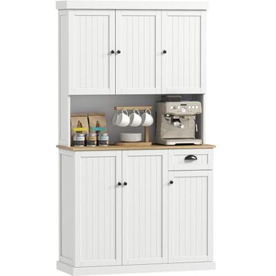 HOMCOM Buffet de cuisine haute avec placards, tiroir et plateau porte-micro-ondes, meuble garde-manger étroit avec portes et étagères réglables pour salon, salle à manger, 101 x 39 x 180 cm, blanc - Publicité HOMCOM Buffet de cuisine haute avec placards, tiroir et plateau porte-micro-ondes, meuble garde-manger étroit avec portes et étagères réglables pour salon, salle à manger, 101 x 39 x 180 cm, blanc - Publicité