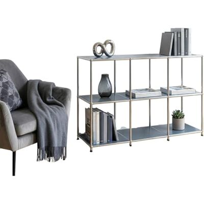KARAT Étagère Métallique L116 × P40 × H82 cm, Concept Epure MK 018 – Étagère Large avec 3 Niveaux, Sideboard & Lowboard en Métal pour Salon, Bureau ou Entrée (Gris) - Publicité KARAT Étagère Métallique L116 × P40 × H82 cm, Concept Epure MK 018 – Étagère Large avec 3 Niveaux, Sideboard & Lowboard en Métal pour Salon, Bureau ou Entrée (Gris) - Publicité