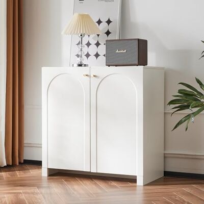 BTM Buffet Blanc et Bois, Buffet 80cm, Meuble de Cusine avec 2 Portes, avec Poignées en Métal, 80x40x80cm - Publicité BTM Buffet Blanc et Bois, Buffet 80cm, Meuble de Cusine avec 2 Portes, avec Poignées en Métal, 80x40x80cm - Publicité
