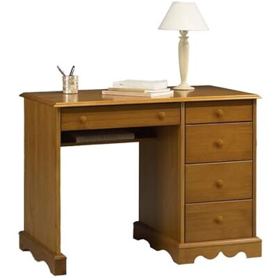 ACTUAL DIFFUSION Bureau Pin Miel de Style Anglais 5 Tiroirs 1 Etagère L 100 H 74.7 P 58.3 cm - Publicité ACTUAL DIFFUSION Bureau Pin Miel de Style Anglais 5 Tiroirs 1 Etagère L 100 H 74.7 P 58.3 cm - Publicité
