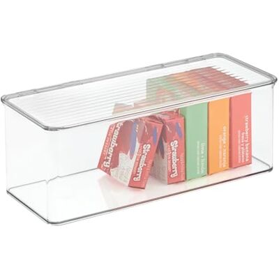 InterDesign iDesign Bac de rangement empilable en plastique recyclé avec couvercle Transparent - Publicité InterDesign iDesign Bac de rangement empilable en plastique recyclé avec couvercle Transparent - Publicité