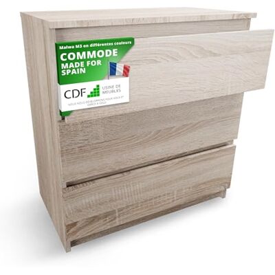 CDF Commode 3 Tiroirs Commode Chambre Chêne Sonoma Design Minimaliste Meuble de Rangement Spacieux pour Chambre Salon Bureau Spacieuse et Design Style Moderne Facile à Installer 40x70x75 cm - Publicité CDF Commode 3 Tiroirs Commode Chambre Chêne Sonoma Design Minimaliste Meuble de Rangement Spacieux pour Chambre Salon Bureau Spacieuse et Design Style Moderne Facile à Installer 40x70x75 cm - Publicité