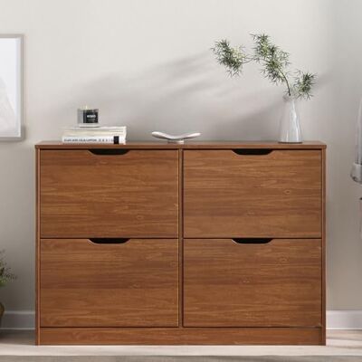 IDIMEX Meubles à Chaussures Basil Armoire avec 4 abattants, en Pin Massif, Coloris châtaignier - Publicité IDIMEX Meubles à Chaussures Basil Armoire avec 4 abattants, en Pin Massif, Coloris châtaignier - Publicité