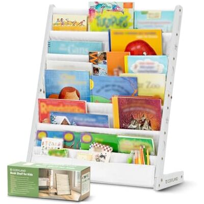 COSYLAND Bibliotheque Enfant en Bois Massif à 7 Niveaux Etagere de Rangement pour Livres Présentoir Livres Bebe avec Design Stable Meuble Montessori pour Chambre d’Enfant (63 cm, Blanc) - Publicité COSYLAND Bibliotheque Enfant en Bois Massif à 7 Niveaux Etagere de Rangement pour Livres Présentoir Livres Bebe avec Design Stable Meuble Montessori pour Chambre d’Enfant (63 cm, Blanc) - Publicité
