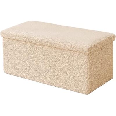 Relaxdays Banc Pliable avec Rangement, Tissu Peluche, rembourré, Couloir, Chambre, H x L x P : 38 x 76 x 38 cm, Beige - Publicité Relaxdays Banc Pliable avec Rangement, Tissu Peluche, rembourré, Couloir, Chambre, H x L x P : 38 x 76 x 38 cm, Beige - Publicité