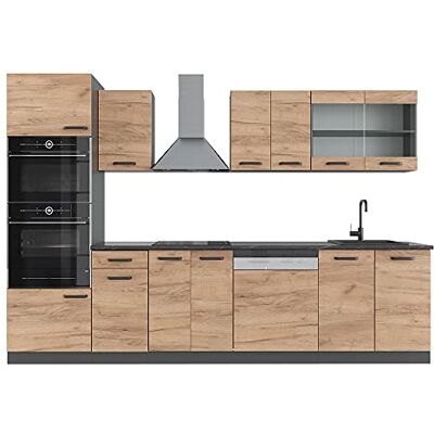 Vicco Cuisine R-Line, Chêne de Force doré, 300cm avec Armoire Haute, sans PT, adapté à la Combinaison et à l’Extension Individuelles - Publicité Vicco Cuisine R-Line, Chêne de Force doré, 300cm avec Armoire Haute, sans PT, adapté à la Combinaison et à l’Extension Individuelles - Publicité