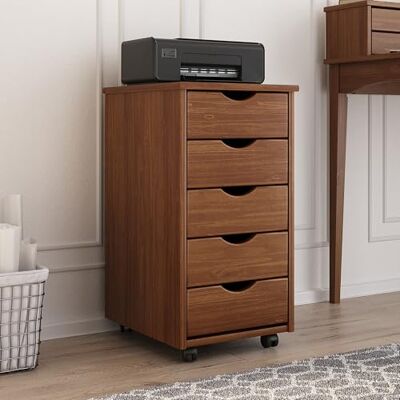 IDIMEX Caisson de Bureau Lagos L 35 cm, en Bois Massif, Meuble de Rangement sur roulettes avec 5 tiroirs, Coloris Brun foncé, idéal pour Chambre et Bureau - Publicité IDIMEX Caisson de Bureau Lagos L 35 cm, en Bois Massif, Meuble de Rangement sur roulettes avec 5 tiroirs, Coloris Brun foncé, idéal pour Chambre et Bureau - Publicité