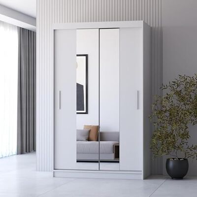 Fabryka Mebli Idźczak Armoire avec Miroir Neomi, Armoire 2 Portes Coulissantes 120 x 200 x 61 cm, Armoires à Portes Moderne, Armoirse de Chambre, Salon Blanc/Blanc - Publicité Fabryka Mebli Idźczak Armoire avec Miroir Neomi, Armoire 2 Portes Coulissantes 120 x 200 x 61 cm, Armoires à Portes Moderne, Armoirse de Chambre, Salon Blanc/Blanc - Publicité