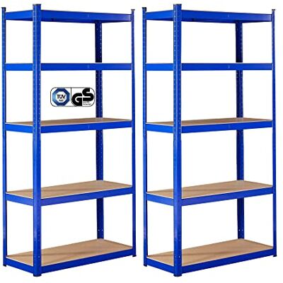 AREBOS Étagère pour Charges Lourdes, Lot de 2 180x90x30 cm 0,63 mm 5 Niveaux pour Atelier, Cave, entrepôt Bleu - Publicité AREBOS Étagère pour Charges Lourdes, Lot de 2 180x90x30 cm 0,63 mm 5 Niveaux pour Atelier, Cave, entrepôt Bleu - Publicité