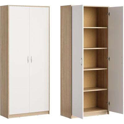 Home Collective Armoire Polyvalente avec 5 Compartiments et 2 Portes, 74x35x180 cm – Rangement Pratique pour Bureau, entrée, Cuisine ou buanderie – Stable, Facile d’Entretien Sonoma/Blanc - Publicité Home Collective Armoire Polyvalente avec 5 Compartiments et 2 Portes, 74x35x180 cm – Rangement Pratique pour Bureau, entrée, Cuisine ou buanderie – Stable, Facile d’Entretien Sonoma/Blanc - Publicité