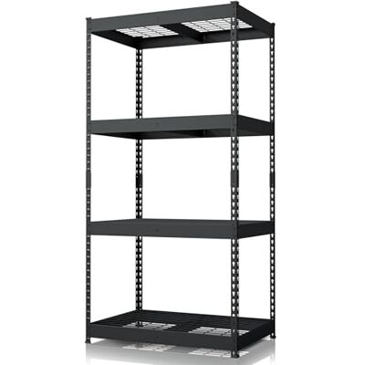 KARAT Étagère de Rangement Lourde Yukon Rivet – Rayonnage en Acier avec tablettes grillagées, capacité de Charge 250 à 350 kg par Niveau (Noir, 180 x 90 x 60 cm 4 Niveaux) - Publicité KARAT Étagère de Rangement Lourde Yukon Rivet – Rayonnage en Acier avec tablettes grillagées, capacité de Charge 250 à 350 kg par Niveau (Noir, 180 x 90 x 60 cm 4 Niveaux) - Publicité