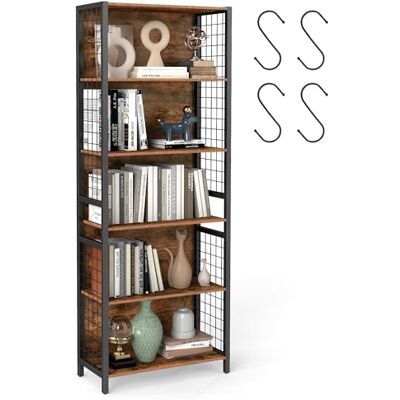 VASAGLE Bibliothèque, Étagère à 6 Niveaux, Meuble de Rangement, 30 x 60 x 175,6 cm, avec 4 Crochets en S, pour Bureau, Salon, Cadre en Acier, Marron Rustique et Noir d'encre LLS171K01 - Publicité VASAGLE Bibliothèque, Étagère à 6 Niveaux, Meuble de Rangement, 30 x 60 x 175,6 cm, avec 4 Crochets en S, pour Bureau, Salon, Cadre en Acier, Marron Rustique et Noir d'encre LLS171K01 - Publicité