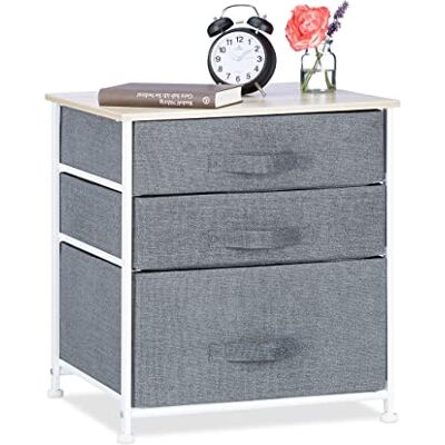 Relaxdays 10023328_491 Meuble rangement 3 commode étagère tiroir tissu HxlxP: 53 x 48 x 40 cm, gris, Variante C - Publicité Relaxdays 10023328_491 Meuble rangement 3 commode étagère tiroir tissu HxlxP: 53 x 48 x 40 cm, gris, Variante C - Publicité