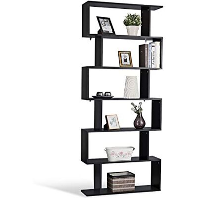 COSTWAY Bibliothèque Étagère pour Livres Étagère de Rangement en Bois de 6 Niveaux Contemporaine 80x23x192cm (Noir) - Publicité COSTWAY Bibliothèque Étagère pour Livres Étagère de Rangement en Bois de 6 Niveaux Contemporaine 80x23x192cm (Noir) - Publicité