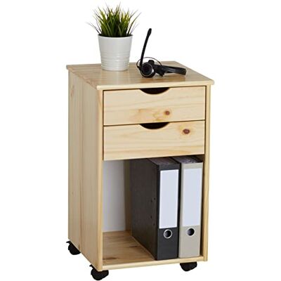 IDIMEX Caisson de Bureau Kano, Meuble de Rangement sur roulettes avec 2 tiroirs et 1 Niche, en pin Massif Naturel - Publicité IDIMEX Caisson de Bureau Kano, Meuble de Rangement sur roulettes avec 2 tiroirs et 1 Niche, en pin Massif Naturel - Publicité