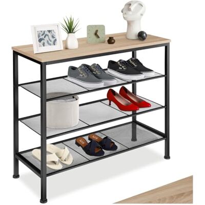 tectake ® Rangement Chaussures 80,5 x 30,5 x 72,5 cm, Etagere Chaussures Style Industriel Meuble Chaussure 3 étagères grillagées, Rangement Chaussure Meuble d'entrée Dressing Salon Chambre, Bois Clair - Publicité tectake ® Rangement Chaussures 80,5 x 30,5 x 72,5 cm, Etagere Chaussures Style Industriel Meuble Chaussure 3 étagères grillagées, Rangement Chaussure Meuble d'entrée Dressing Salon Chambre, Bois Clair - Publicité