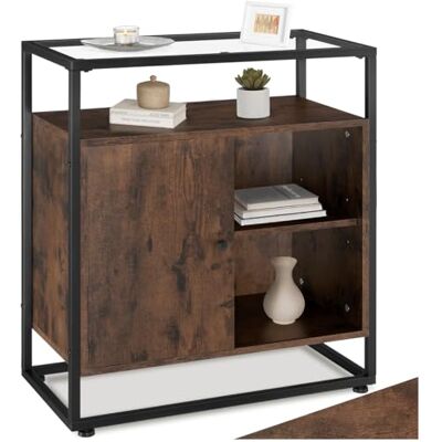 tectake ®, Commode 70 x 38 x 80,5 cm, Commode Chambre Style Industriel, Plateau en Verre, Buffet Salle a Manger Buffet Salon Meuble de Rangement Rangement Chambre Meuble Salon Vaisselier, Bois foncé - Publicité tectake ®, Commode 70 x 38 x 80,5 cm, Commode Chambre Style Industriel, Plateau en Verre, Buffet Salle a Manger Buffet Salon Meuble de Rangement Rangement Chambre Meuble Salon Vaisselier, Bois foncé - Publicité