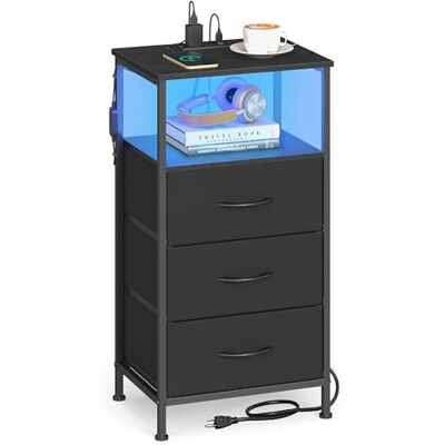 SONGMICS 1 Table de Chevet Connectée avec Prise Intégrée et LED, Petit Meuble de Rangement à 3 Tiroirs, 39,6 x 30 x 75,9 cm, Noir d'encre, Chambre Adulte, Collection BELLAH LGS303BH02 - Publicité SONGMICS 1 Table de Chevet Connectée avec Prise Intégrée et LED, Petit Meuble de Rangement à 3 Tiroirs, 39,6 x 30 x 75,9 cm, Noir d'encre, Chambre Adulte, Collection BELLAH LGS303BH02 - Publicité