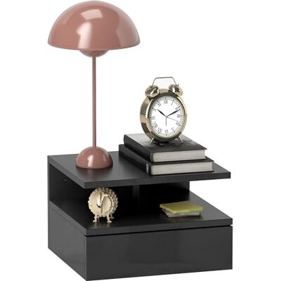 HOMCOM Table de Chevet Suspendue avec tiroir et étagère Ouverte, Table de Chevet Moderne en Bois, 35x32x22.5 cm, Noir Brillant - Publicité HOMCOM Table de Chevet Suspendue avec tiroir et étagère Ouverte, Table de Chevet Moderne en Bois, 35x32x22.5 cm, Noir Brillant - Publicité