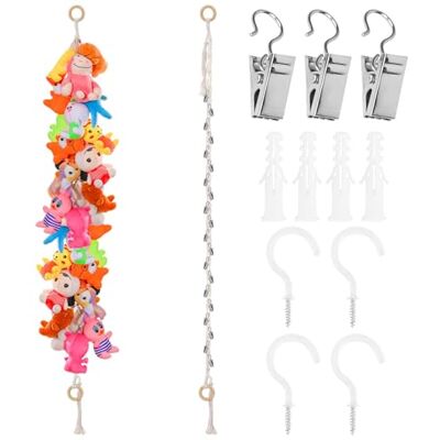 pclapora 2 Pièces Range Peluche ChaîNe de Rangement pour Jouets avec 40 Clips MéTalliques, 2 m Filet de Rangement pour Jouets, Filet pour Animaux en Peluche avec Anneau en Bois - Publicité pclapora 2 Pièces Range Peluche ChaîNe de Rangement pour Jouets avec 40 Clips MéTalliques, 2 m Filet de Rangement pour Jouets, Filet pour Animaux en Peluche avec Anneau en Bois - Publicité