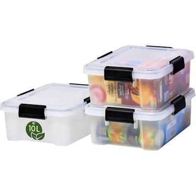 Iris Ohyama , Boite Rangement Hermétique, 10L, Lot de 3, Transparent, Couvercle avec Joint Etanche, 4 Clips de Fermeture, Empilable, Plastique Recyclé, pour Exterieur, Garage, Vetement, Sans BPA, AT-S - Publicité Iris Ohyama , Boite Rangement Hermétique, 10L, Lot de 3, Transparent, Couvercle avec Joint Etanche, 4 Clips de Fermeture, Empilable, Plastique Recyclé, pour Exterieur, Garage, Vetement, Sans BPA, AT-S - Publicité