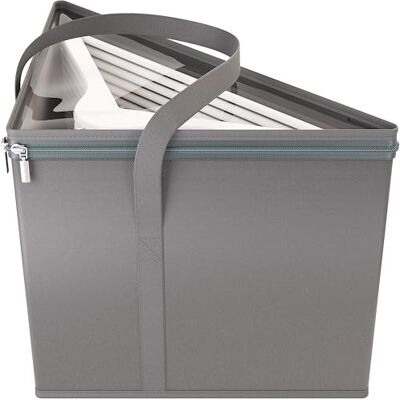 Hangerworld Boîte de rangement pliable avec deux poignées de transport Gris - Publicité Hangerworld Boîte de rangement pliable avec deux poignées de transport Gris - Publicité