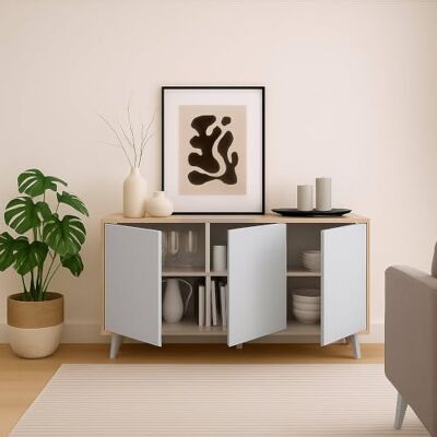 DMORA Weddell Credenza - Mobilier de rangement multifonction moderne - Publicité DMORA Weddell Credenza - Mobilier de rangement multifonction moderne - Publicité