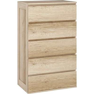 HOMCOM Commode 5 tiroirs, Meuble de Rangement étroit sans poignées, chiffonnier, Style Moderne, Commode pour Chambre à Coucher, Salon, Couloir, 60 x 39 x 100 cm, Bois Naturel - Publicité HOMCOM Commode 5 tiroirs, Meuble de Rangement étroit sans poignées, chiffonnier, Style Moderne, Commode pour Chambre à Coucher, Salon, Couloir, 60 x 39 x 100 cm, Bois Naturel - Publicité